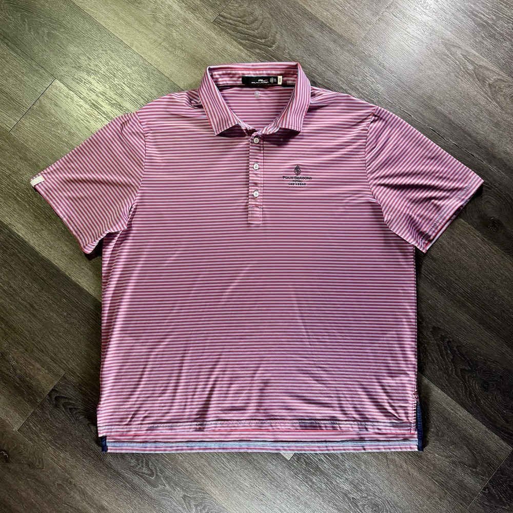 RLX Ralph Lauren Wicking Performance Polo Shirt Four Seasons Men's 2XL Striped‎